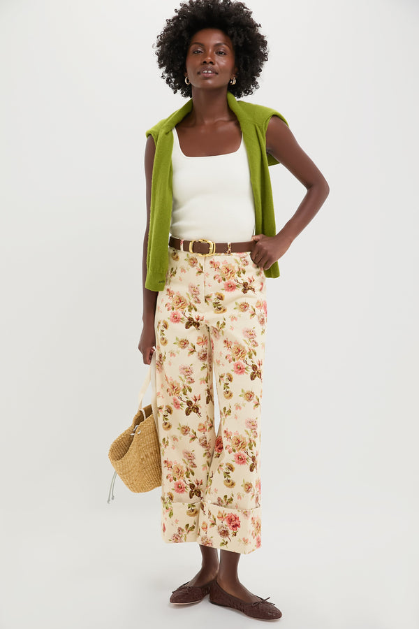 Romantic Floral Twill Convertible Florence Pants